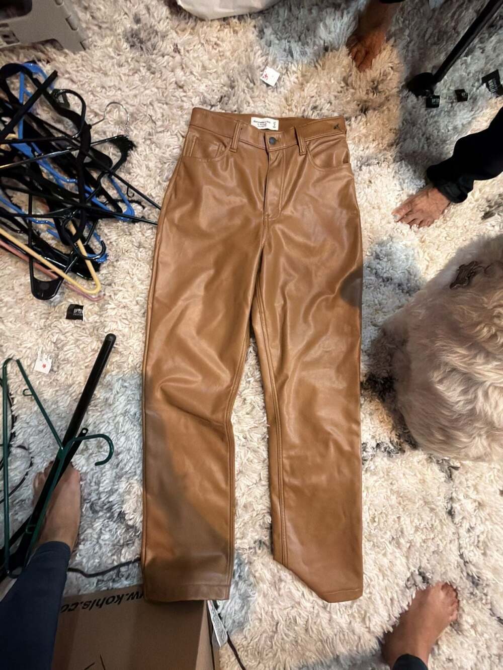 Abercrombie & Fitch The 90's Straight Ultra High-Rise Vegan Leather In Tan